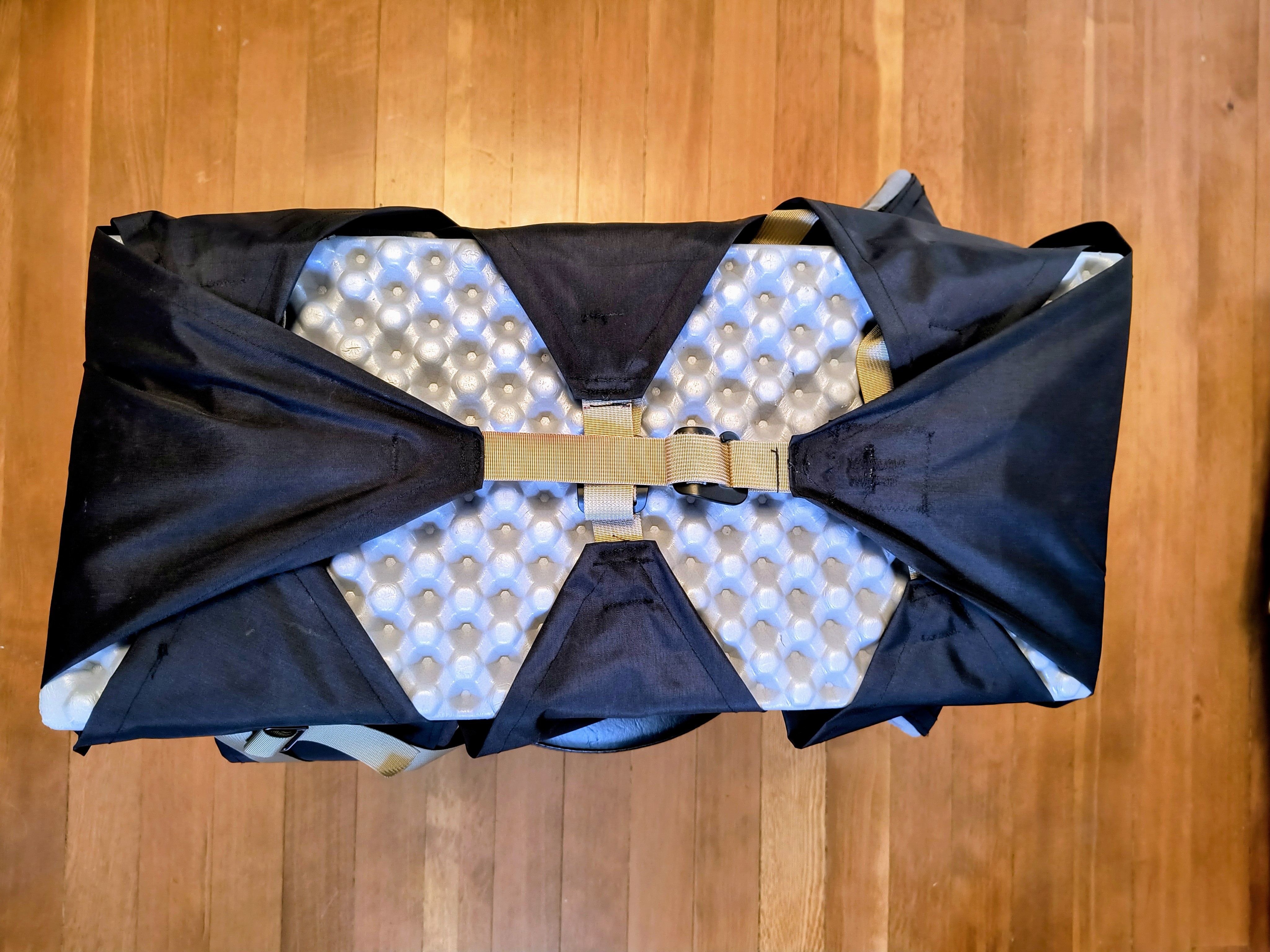 Back view showing honeycomb padding system